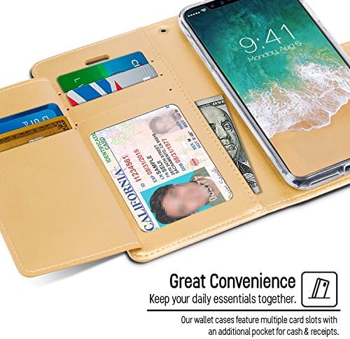 Goospery bogat novčanik za Apple iPhone Xs Case iPhone X Case Extra kartice za kartice koža Flip Cover-Gold