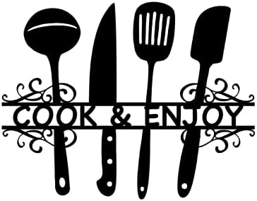 Na kuhar i uživanje u metalnoj kuhinji Zbir crne nož za kašike potpisuju kuhinju zidni dekor za kućnu trpezariju Restoran Kuhinjski zid Decor Searhouse Custom Indoor & Vanjski domaći pokloni