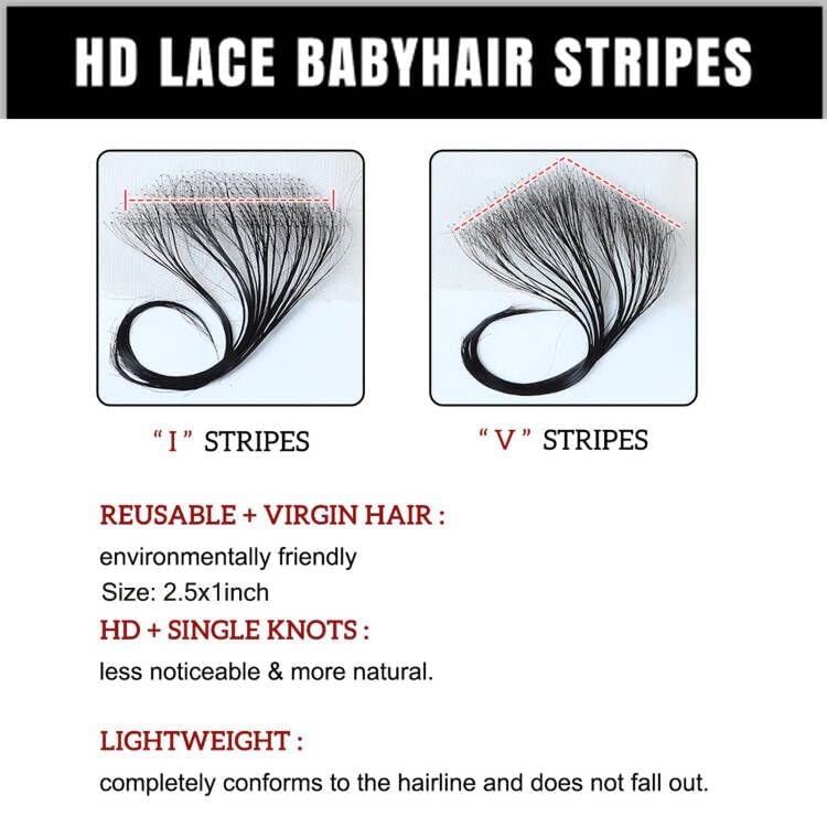 HD Lace Fluff Baby Hair 4kom višekratna Djevičanska ljudska kosa Švicarska čipkasta dječja kosa nevidljive rubne pruge linija kose za žene prirodna crna boja