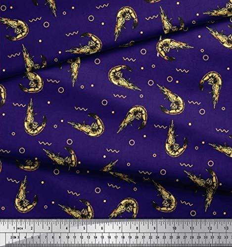 Soimoi Cotton Jersey Fabric krug, tačka & kozice Ocean Print Fabric by Yard 58 inch Wide