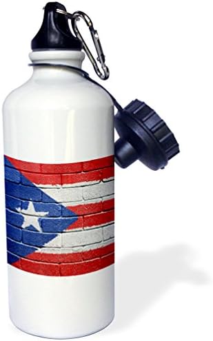 3Droza Nacionalna zastava Portorika obojena na bocu za sportsku zidnu bocu od opeke, 21 oz, bijela