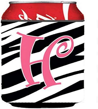 Caroline's CJ1037-HCC slovo h Početna zebra pruga i ružičasta limenka ili boca za Hugger, može hladnije