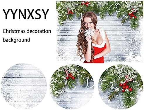 Yynxsy 7x5ft Božićna tema Pozadina Fotografije Pozadina Kuća za odmor Plank Palflake Pozadina Drveni pod
