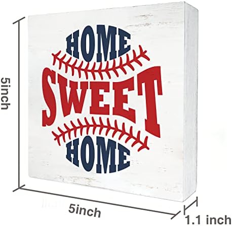 Početna Sweet Home Baseball Wood Box Potpišite kućni dekor Rustikalni bejzbol Drveni okvir Potpisan blok plaketa za ukras za stolni stol