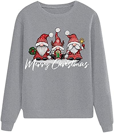 Božićne dukseve, 2022. zimska slobodna fit S-3XL Crewneck Trendy Casual Long rukava Xmas Grafičke modne majice