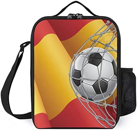 Fudbalski gol i španska zastava za ručak Bento Box višekratna torba za večeru izolovana naramenicom za žene i muškarce