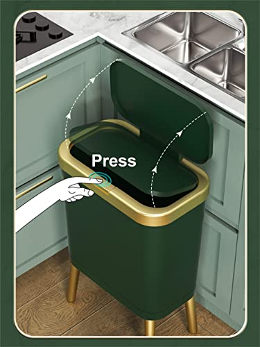 ZHAOLEI 15L Zlatna kanta za smeće za kuhinjsko kupatilo Četveronožna Plastična uska kanta za smeće visoke stope s poklopcem
