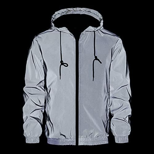 Jakne za muškarce Zima Ležerne prilike sa solidne modne reflektirajuće hip hop fluorescentne jakna sa kapuljačom