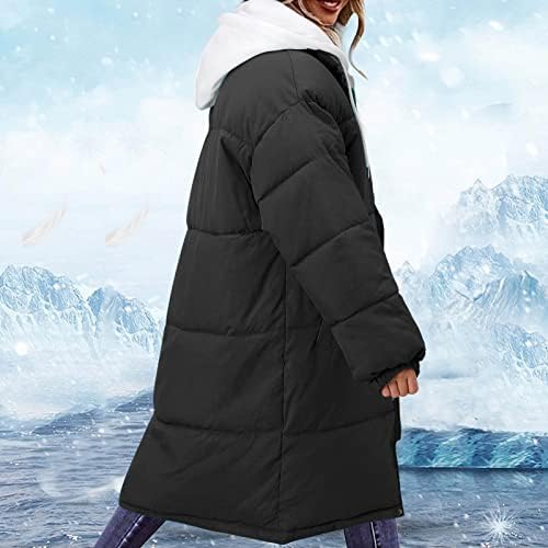 Puffer kaput za žene dugi zimski prsluk sa kapuljačom dugim rukavima za toplim kaputom sa jakne od zimskih runa