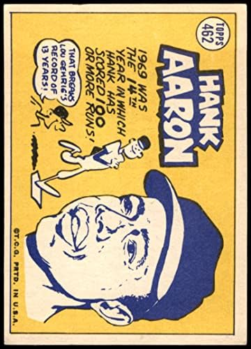 TOPPS 1970 # 462 All-Star Hank Aaron Atlanta Braves Vg / Ex Hrabres