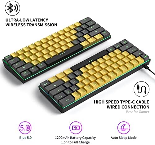 Hallsen Full Metal mehaničke tastature sa RGB pozadinskim osvetljenjem, Ultra kompaktne Bluetooth 60% Keycaps