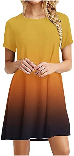 Haljina majica kratkih rukava za žene, ženske ljetne haljine od labavih tunika 2023 modna casual gradijentska slatka ljuljačka haljina