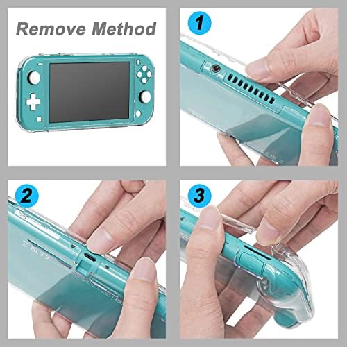 Crystal Clear Cover Case za Switch Lite, Ultra Slim Clear Hard PC zaštitna futrola kompatibilna sa Nintendo Switch Lite sa staklenom zaštitom ekrana i 8 kapica za palac