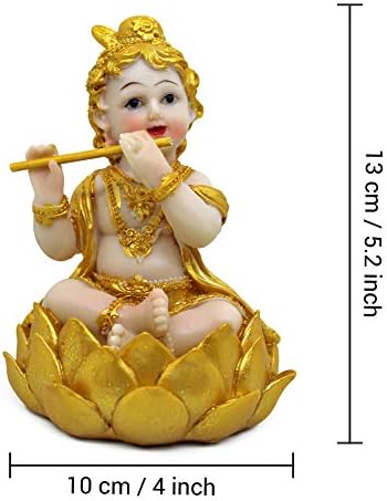 Vezane vrpce Krišna statua hinduističke božje kip | 5 x 3 inča | Krišna idol figurini ukrasni izlog za ukras tablice, kuća za zagrijavanje, kućni dekor