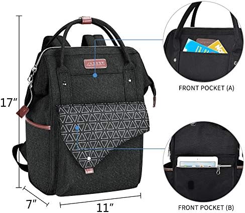 Ruksak Kroser Laptop 15,6 inča Stilsko školska ruksaka sa USB punjenjem Port Vodeno-repelentni fakultet Daypack Travel Business Work za žene / muškarce-crno
