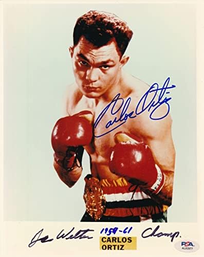 Carlos Ortiz Autographing / Upisan 8x10 Photo Boxing Champ PSA / DNK 178044 - Fotografirane boks fotografije