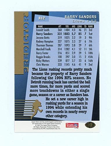 1994 Gornja paluba za prediktoru lidera Otkup Otkup # R12 Barry Sanders Card - Stanje metvice brodovi u novom vlasniku