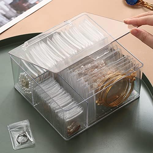 Kutija za odlaganje, 1 set Organizator naušnica Flip-Open poklopac Anti-abrazivne plastične male kutije za zaštitu od pakiranja za organizator naušnice za radnu površinu za