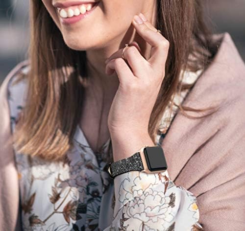 Sweses originalni kožni pojas Kompatibilan je za Apple Watch 41mm 38mm 40mm, sjajni sjaj Matte Tanak tanki kožni remen kompatibilan sa iwatch serija 8 7 6 5 4 3 2 1 SE Sport Edition Women