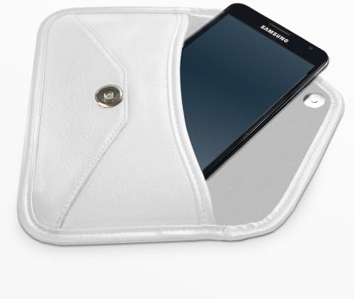 Boxwave Case kompatibilan sa Kyocera Basio4 - Elite kožna glasnik torbica, sintetička kožna poklopac koverte za kovertu za koferu za Kyocera Basio4 - bjelokosti bijeli