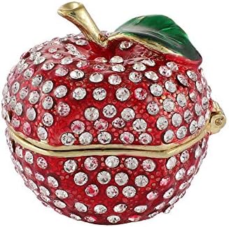 Furuida Red Lucky Apple Trinket kutije sa šarkama ručno obojena Dijamantska mala kutija za nakit voćni ukrasi Craft poklon soba dekor za žene devojke