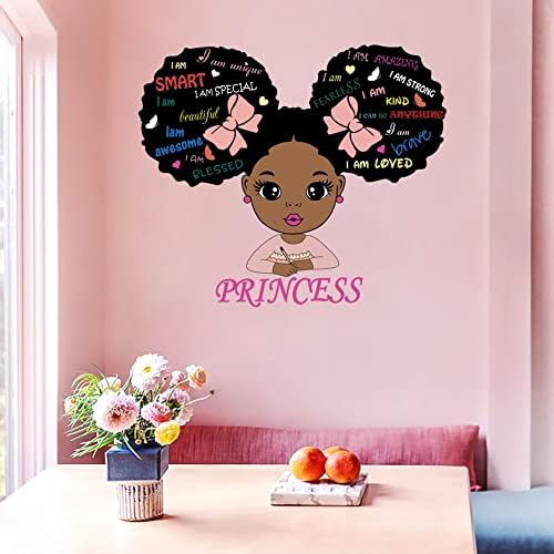 Black Girl Magic Inspirational Wall Decals citat Ja sam ljubazna princeza zidna naljepnica Pink motivacijska izreka pozitivne riječi zidne naljepnice za dječiju sobu spavaća soba dnevni boravak zidni dekor