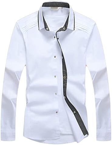 Muškarci Business Dugme Down Majica Regularna Fit kontrastna košulja s dugim rukavima Slim Fit Shirts bez