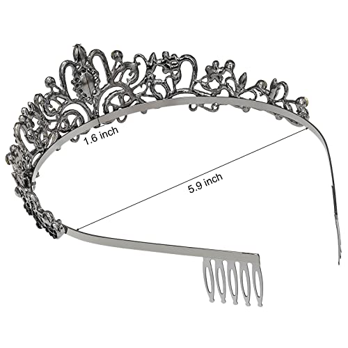 Makone Crystal Black Queen Crown i tijare sa češljem za glavu za žene i djevojčice, Princess Crowns Dodaci