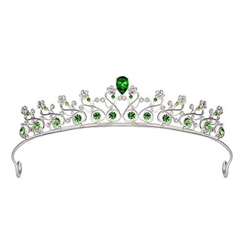 SWEETV zelene tijare Krune za žene djevojke, Tiana žaba princeza tijara traka za glavu rođendan Quinceanera