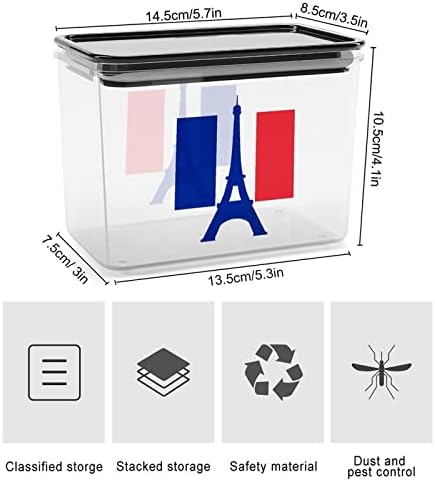 Eiffelov Toranj Francuska Zastava Kontejneri Za Skladištenje Hrane Plastične Prozirne Kutije Za Odlaganje Sa Zaptivnim Poklopcem