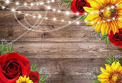 MEHOFOND suncokretova ruža rustikalno drvo fotografija pozadina Baby Shower dekoracija za rođendansku zabavu