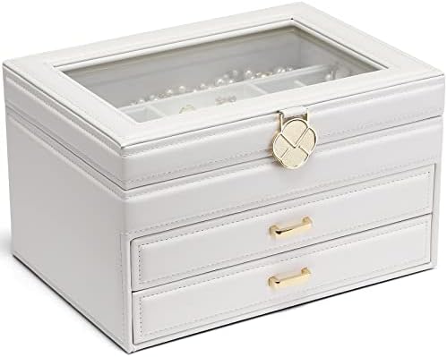 Vlando 3-slojne velike kutije za nakit sa 2 ladice stakleni poklopac + 6-slojna ogromna kutija za organizatore