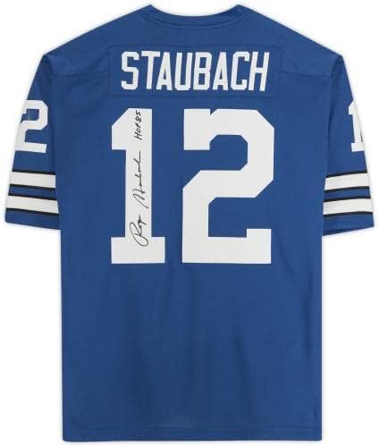 Roger Staubach Dallas Cowboys Autographing Blue Authentic Mitchell & Ness Jersey sa Hof 85 natpisom - autogramirani NFL dresovi