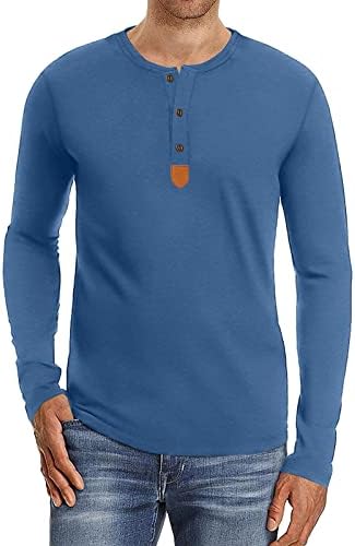 Dress Shirt za muškarce muški slobodno vrijeme dugi rukavi dnevni pulover & nbsp;o-izrez majica jednobojna 1/3 dekoltea sa dugmetom