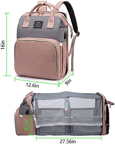 Naniruok torba za pelene ruksak, velike putne torbe za pelene, multifunkcionalna torba za mamu sa USB priključkom za punjenje, velikog kapaciteta, vodootporna i elegantna