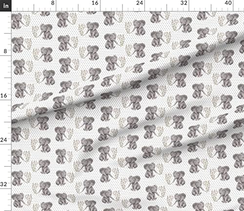 Baby Elephant Fabric - Cvjetne Elephant Polka Tačke-Baby Elephant Rasadnik Slatka Pamučna Tkanina [Traper,
