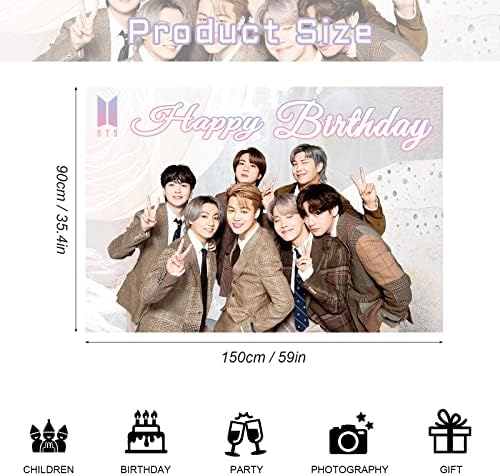 BTS Bangtan Boys dekoracija rođendana, BTS Party Photo Background 5 x 3 FT i 24kom BTS balon, BTS Merch
