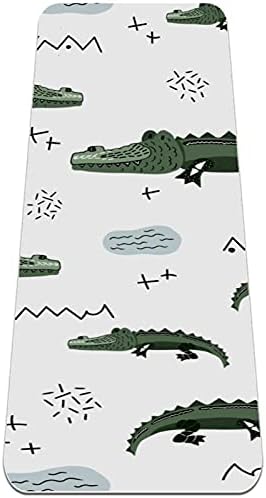 Siebzeh Cute Cartoon Crocodile Pattern Premium Thick Yoga Mat Eco Friendly Rubber Health & amp; fitnes non