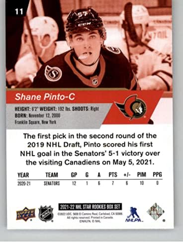 2021-22 Gornja paluba NHL Star Rookies Box set 11 Shane Pinto Ottawa Senators Hokej Nm-Mt