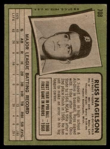 1971 TOPPS # 708 Russ Nagelson Detroit Tigers Ex / MT Tigers