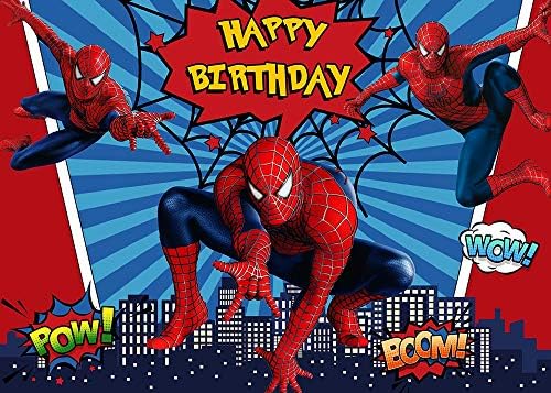 Crvena Spiderman fotografija pozadine superheroj grad tema fotografija pozadina 5x3ft djeca Sretan rođendan