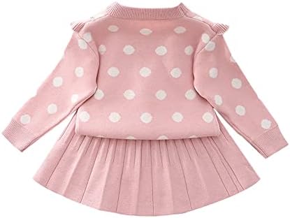 Toddler Baby Girls Jesen Zimska odjeća Pleteni gumbi Duks na vrhu mini suknje Ruffle Dut haljina tutu 2pcs