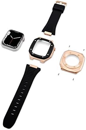 Kavju metalni luksuzni remen + futrola za Apple Watch Band mod komplet 41mm 44 mm 45 mm Modifikacija Kit Gumeni set IWATCH serija 7 6 SE 5 4 COREA