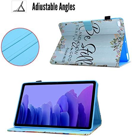 Galaxy Tab A7 10.4 Slučaj 2020, Biblijski stih Psalam 46:10 Plava dizajnerska kartica PU kožna TPU Case