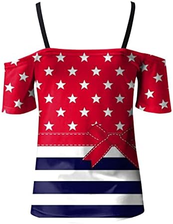 Košulje od 4. jula Žene USA zastava Ljetni kratki rukovi O vrat Tunički vrhovi Stripes Stars Loot Fit Casual