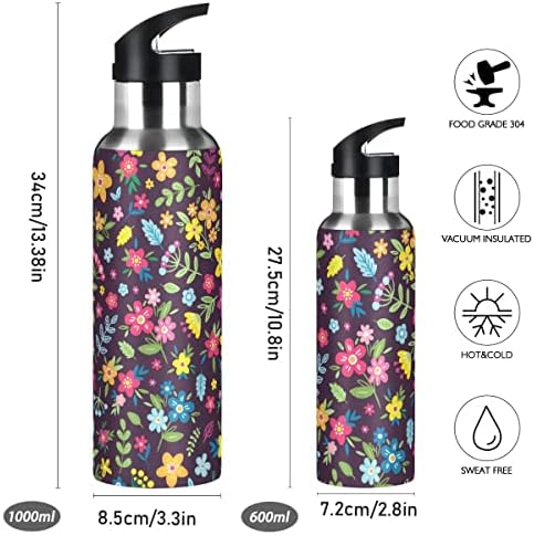 Glahy Slatko cvijeće cvjetna boca sa slamom sa slamnim poklopcem, BPA-bez, 32 oz vode za vodu izolirani
