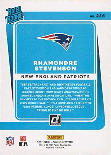 2021 Donruss 286 Rhamondre Stevenson New England Patriots ocijenjeni Rookies NFL Fudbalska karta NM-MT
