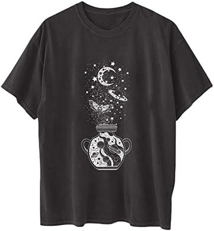 Pismo ženskog vrhova Ispis majica kratkih rukava Grafički tee casual labava retro bluza za teen djevojke