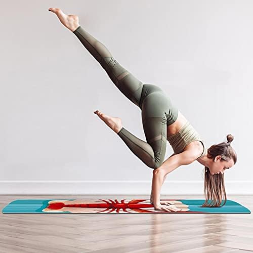 Debela neklizajuća Vježba & amp; fitnes 1/4 prostirka za jogu sa Lopsterom na školjci plave drvene ploče Print za Yoga Pilates & podna fitnes Vježba