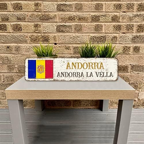 Andorra-Andora La Vella Flag Street Sign Personalizirani vaš grad Retro plaketa Metalni znakovi Andorra-Andora